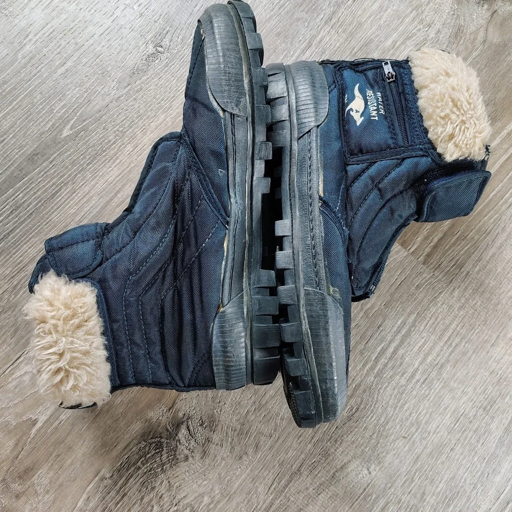 Vtg Kangaroo Waterproof Sherpa‎ Lined Steel Shank Snow Boots Zip Pocket Size 7.5